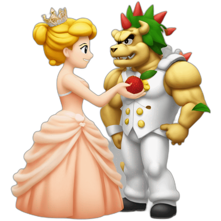 Peach and bowser getting married emoji