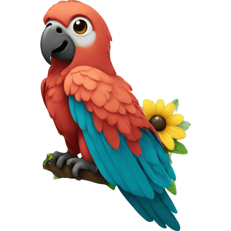 Parrot with bee wings and bees colour emoji