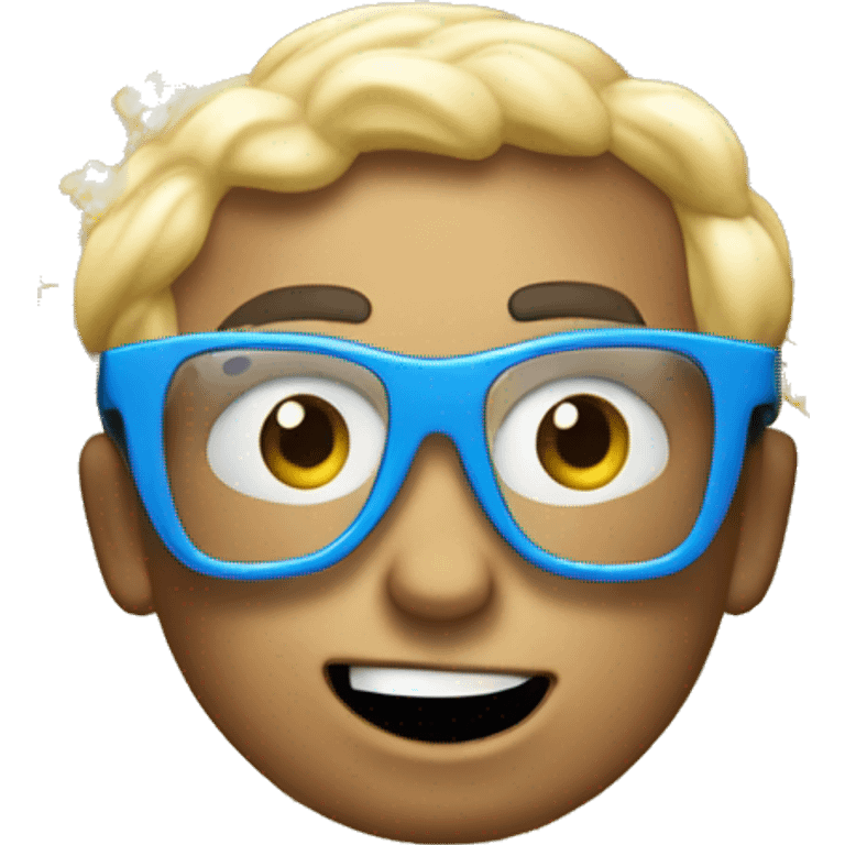 "Design an 'Epic Fan' emoji for Top10 Filmzone, featuring a lively fan with oversized 3D glasses and popcorn, exuding excitement for movies. Add film reels and sparkling stars for a cinematic touch!" emoji