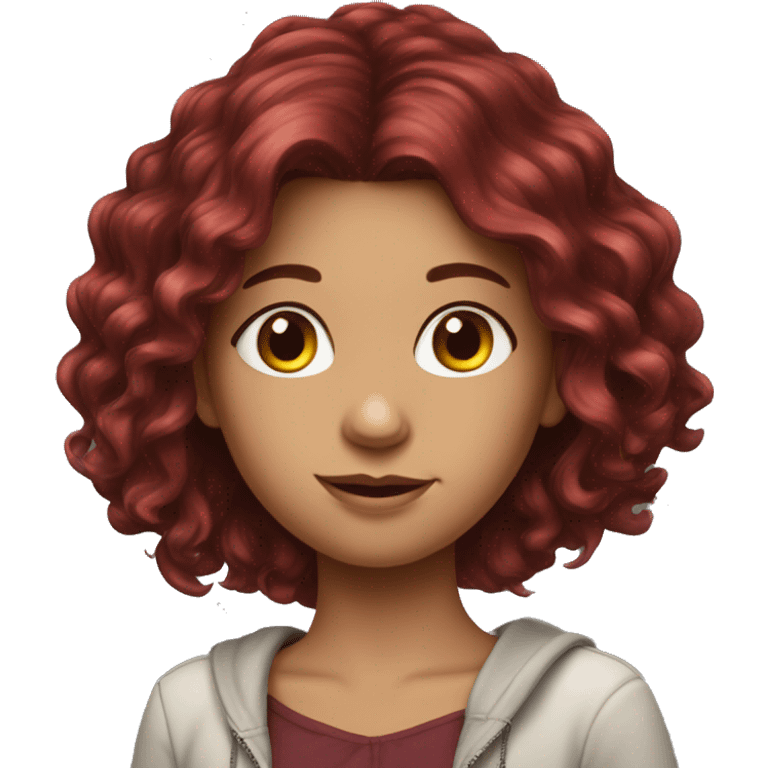 Beautiful burgundy haired realistic girl with long hair emoji