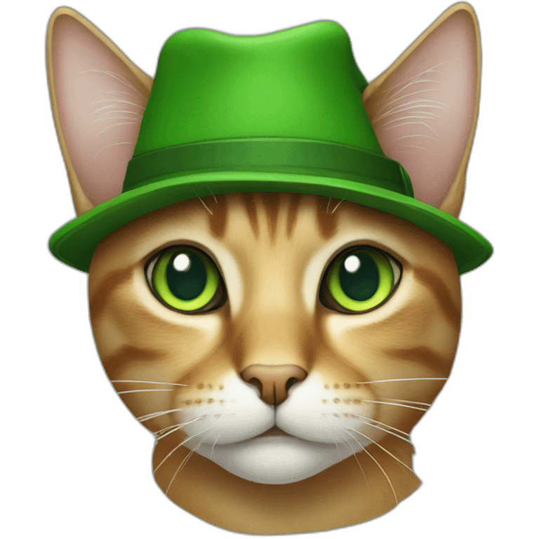 cat with green eyes and a hat emoji