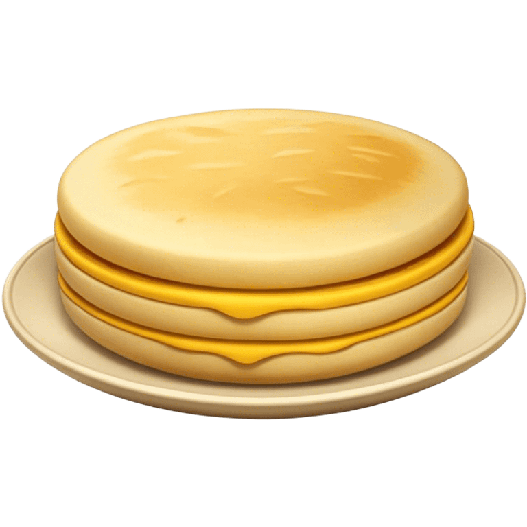 Colombian Arepa Cinematic Realistic Colombian Arepa Dish Emoji, depicted as a single, golden arepa with a crisp exterior and soft interior, rendered with lifelike textures and warm, inviting lighting. emoji