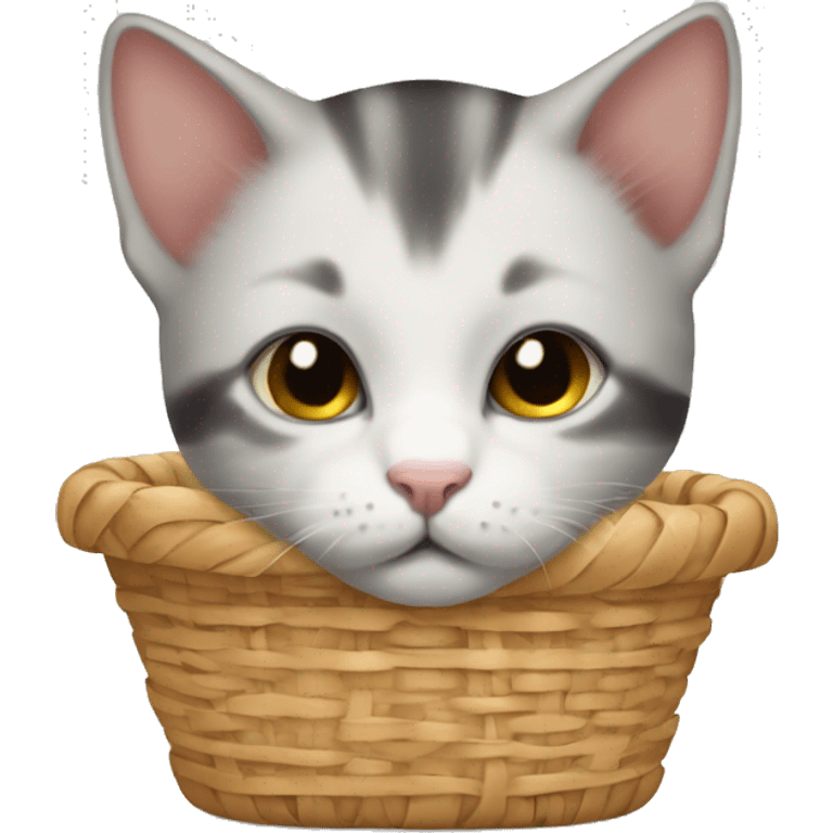 Kitten curled up in a basket emoji