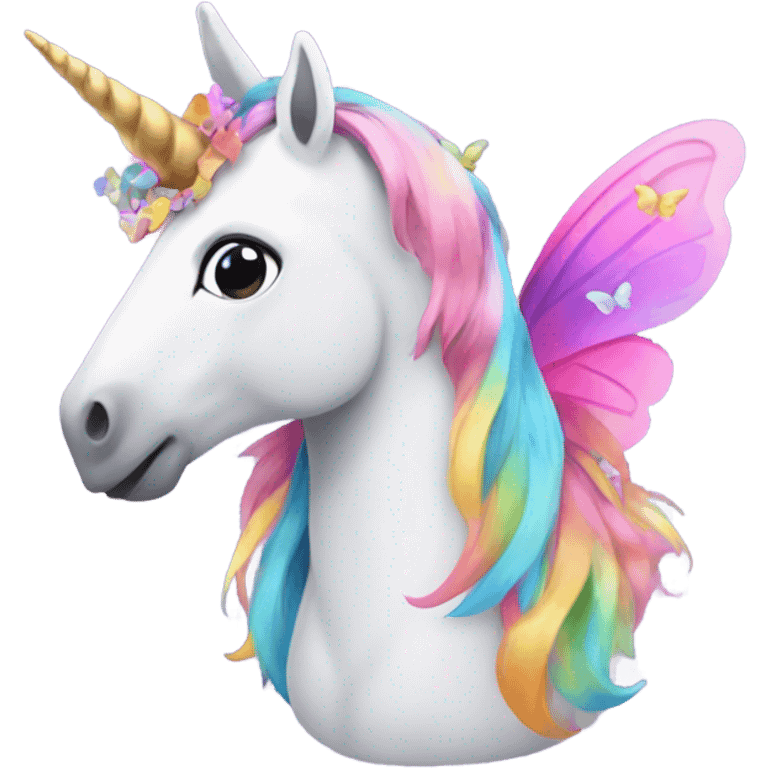 A unicorn with butterflies emoji