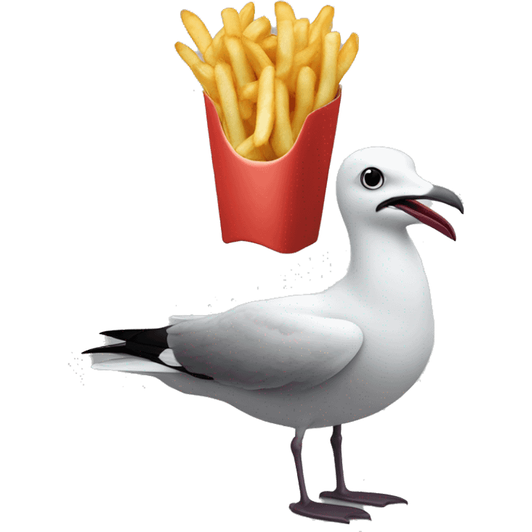 Black billed seagull with fries emoji