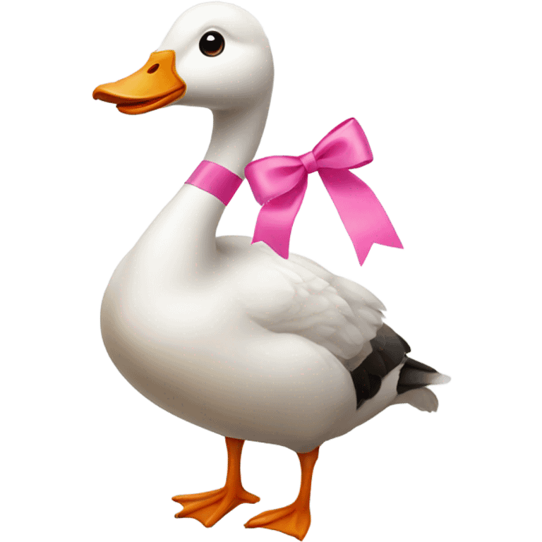 A goose with pink ribon emoji