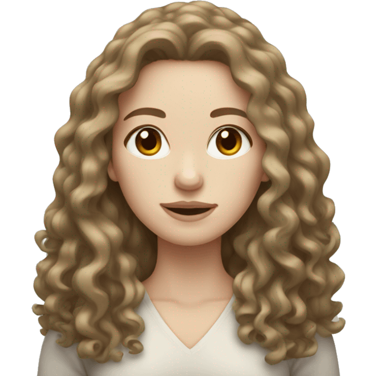 Woman with pale skin and long curly brown hair  emoji