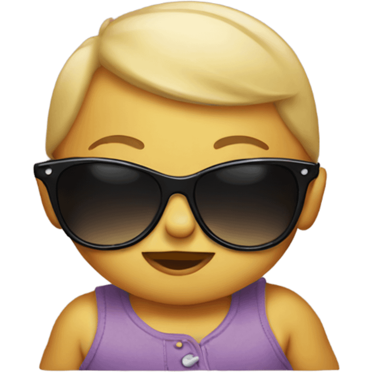 Baby with sunglasses saying I love you emoji