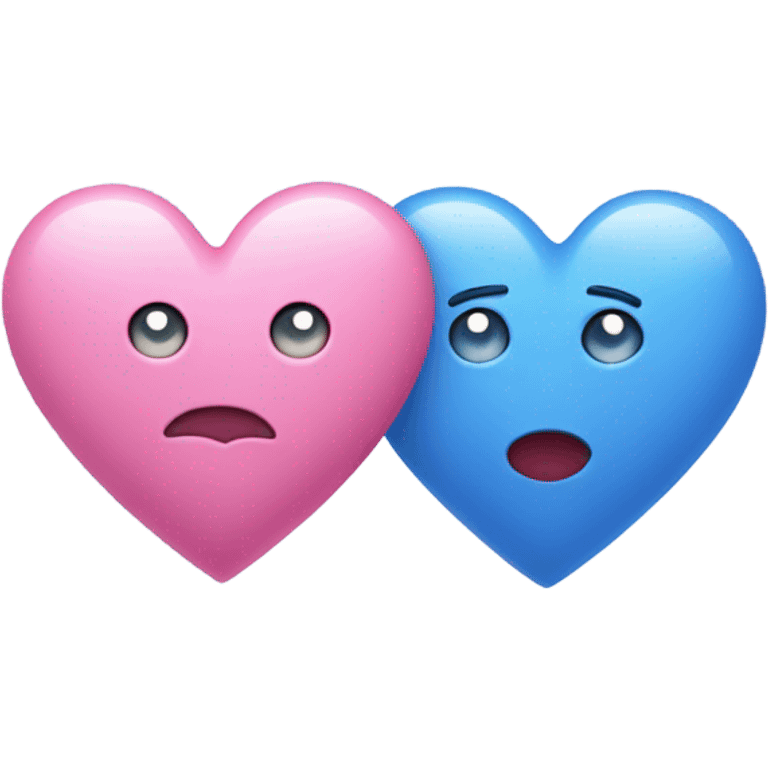 1 heart pink and 1 heart blue emoji