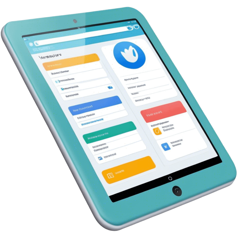 Create an emoji for UX/UI design. Show a monitor or tablet with a web interface mockup displayed on the screen. Use modern, professional colors. Do not include any emojis or smiley faces. Make the background transparent. emoji