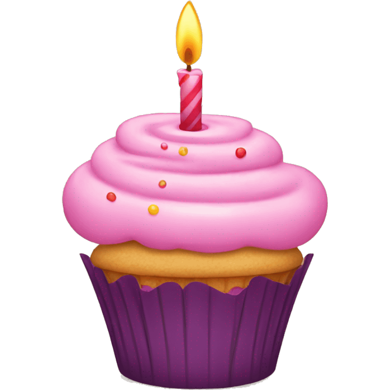 Cupcake with candle birthday emoji