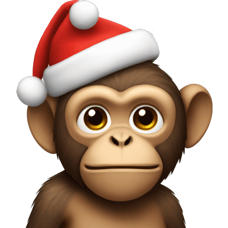 monkey wearing a christmas hat emoji