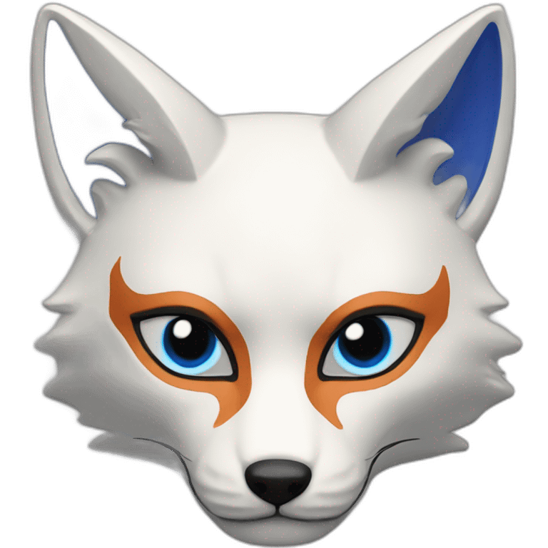 half kitsune mask with blue eyes emoji