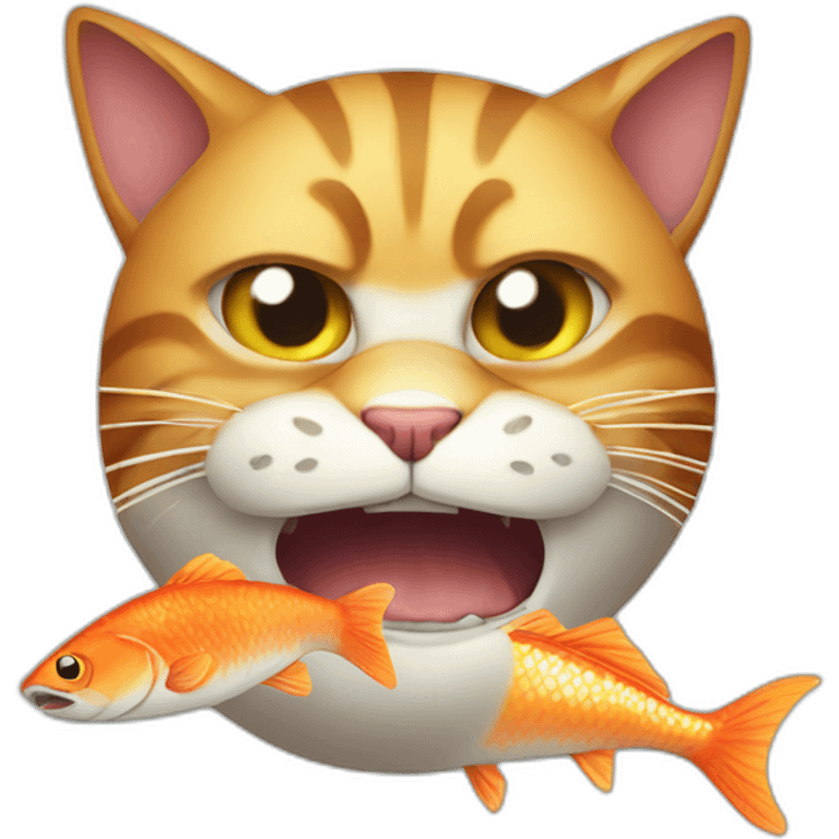 angry cat eating fish emoji