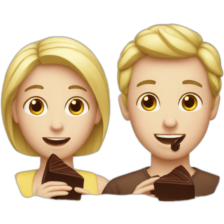 white couple eating chocolat emoji