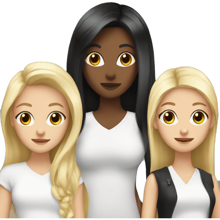 One blonde girl and 2 girls with black hair emoji