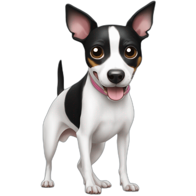 black and white rat terrier playing with tennis ball emoji