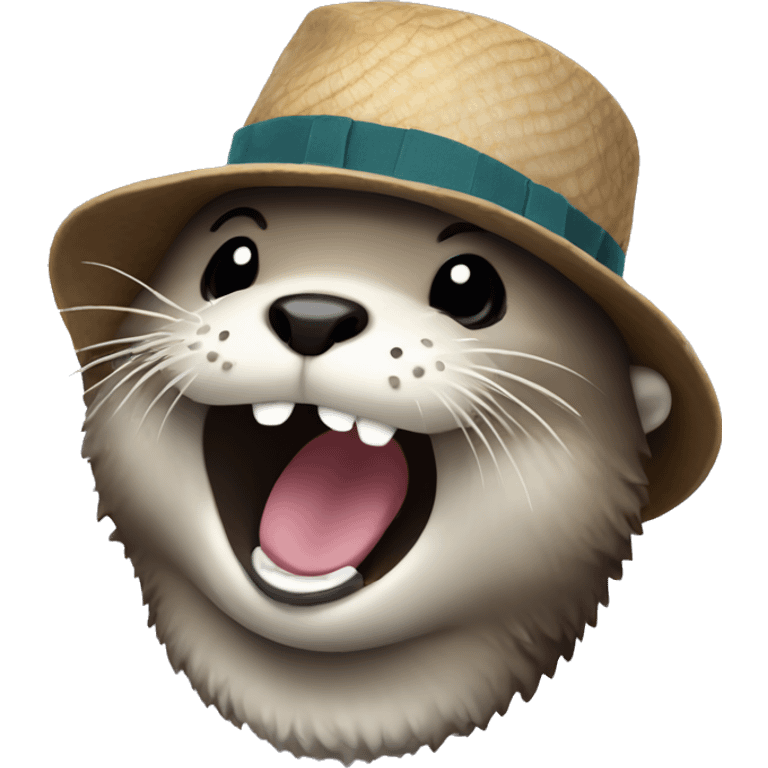 Sea Otter with a hat laughing  emoji