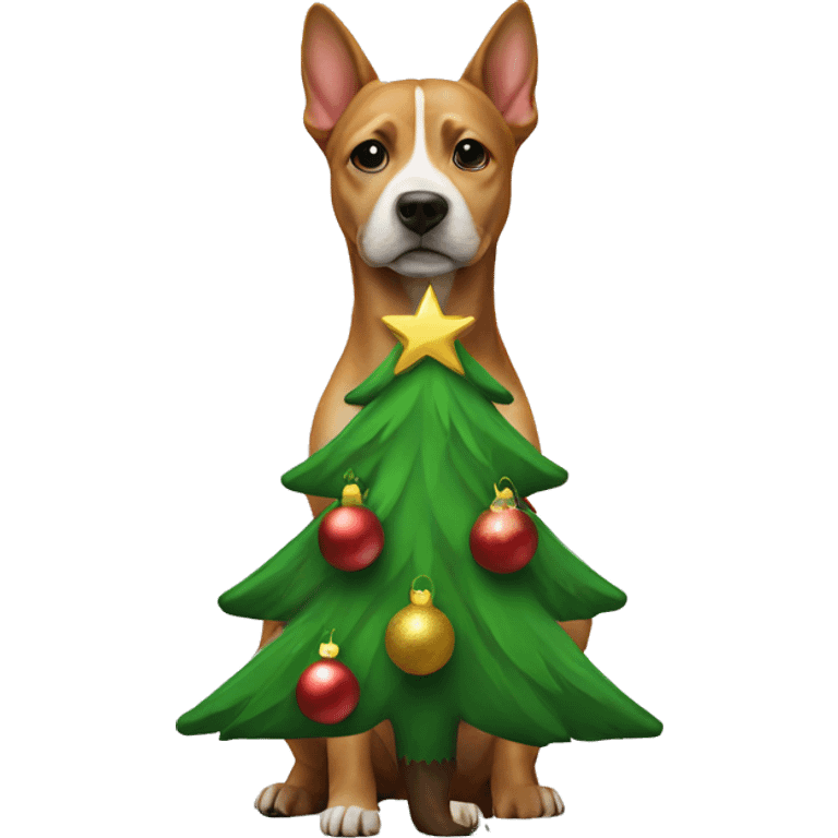 dog with a christmas tree emoji