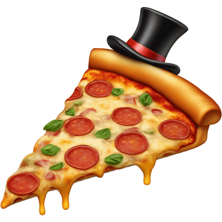 Pizza with a top hat emoji