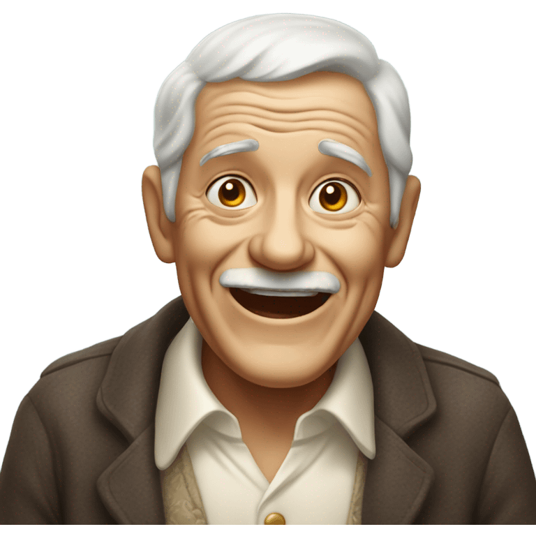 An elderly man who is extremely happy but his face is covered in pudding  emoji