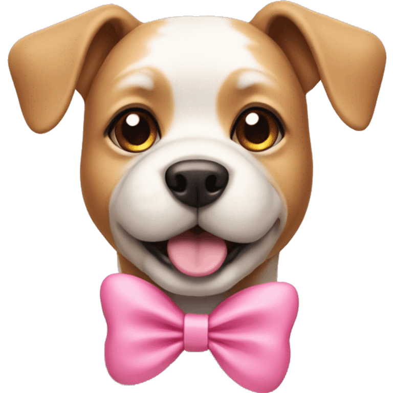 dog with a cute pink bow on it emoji