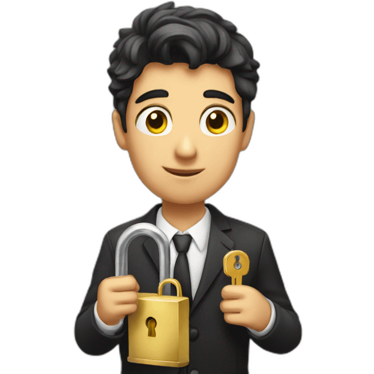 Classy young man struggling to get a key into a lock emoji