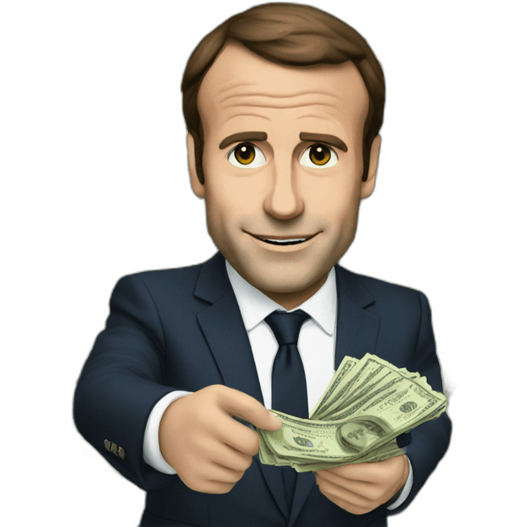 Macron is holding money emoji