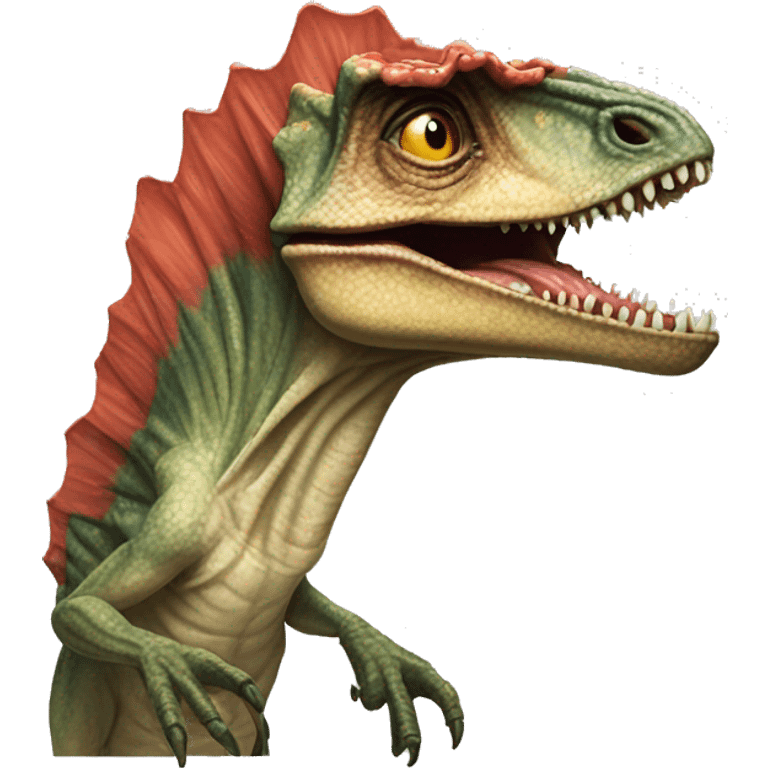 jurassic park dilophosaurus with frills spitting venom emoji