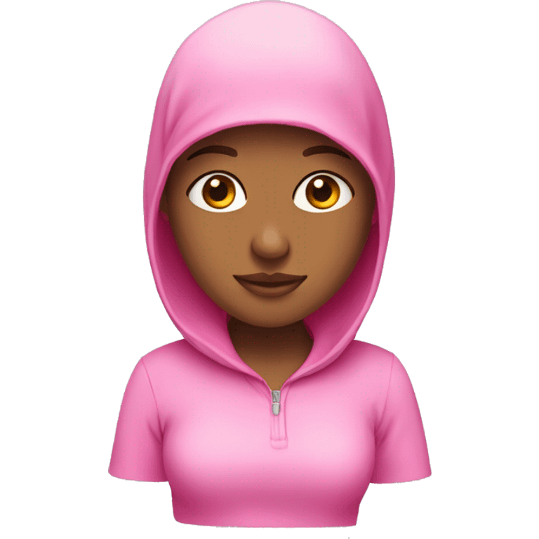 Girl wearing pink balaclawa emoji