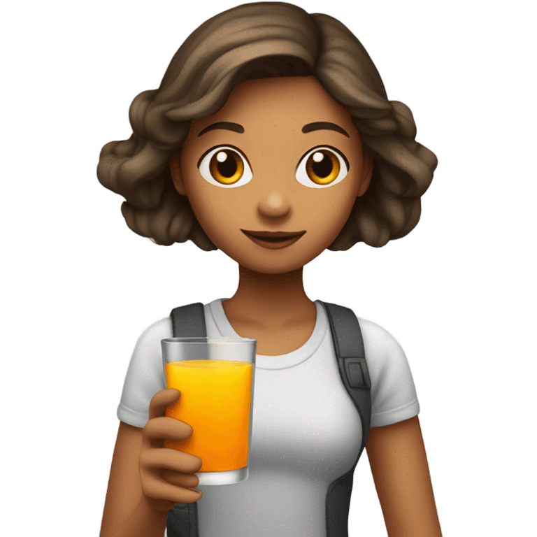 Girl drinking orange juice  emoji