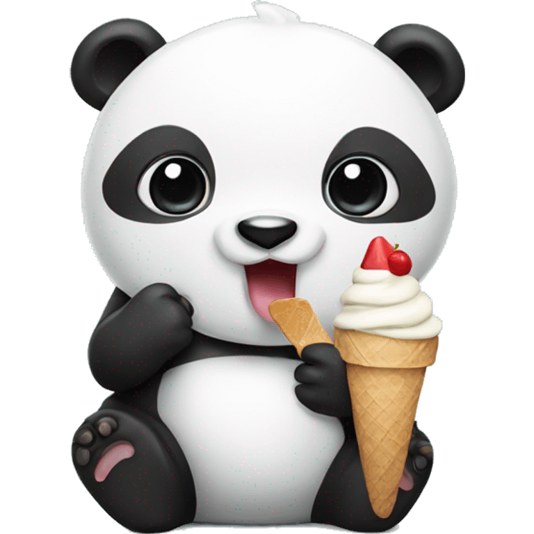 Panda eating ice cream emoji