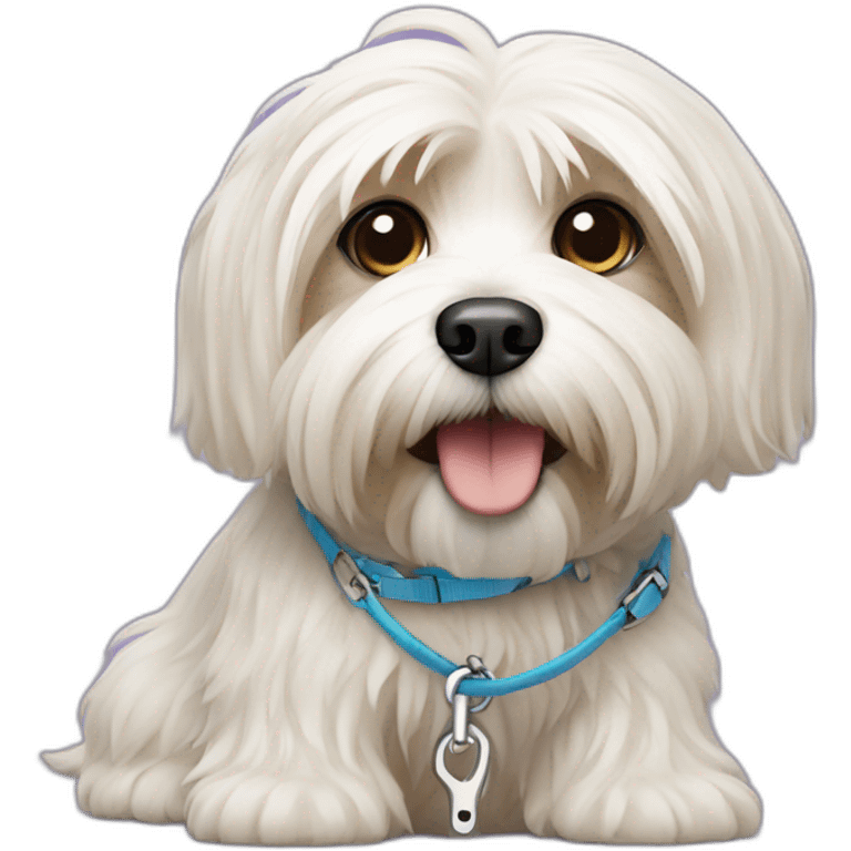 havanese dog with leash emoji