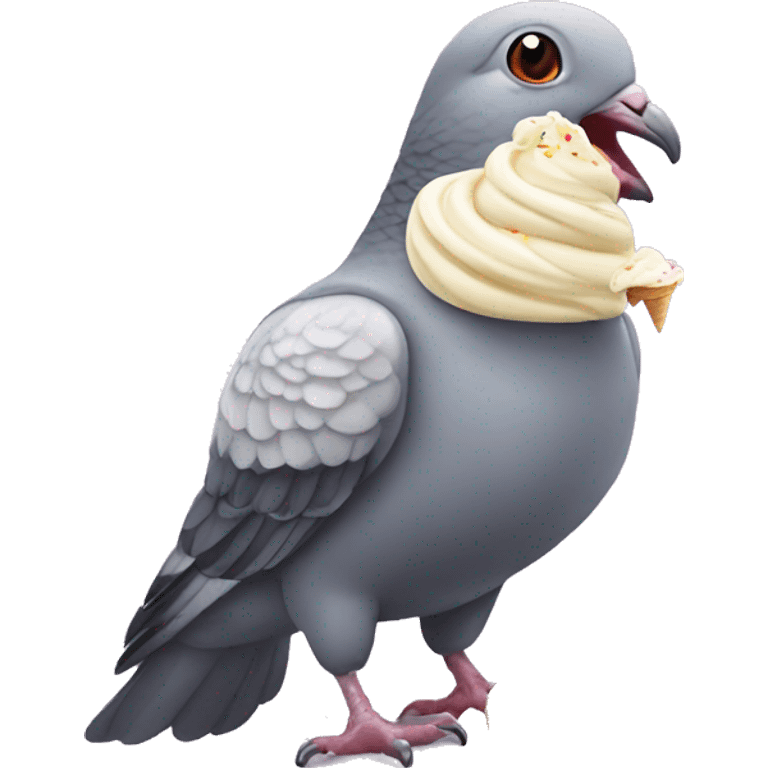 pigeon eating ice cream emoji