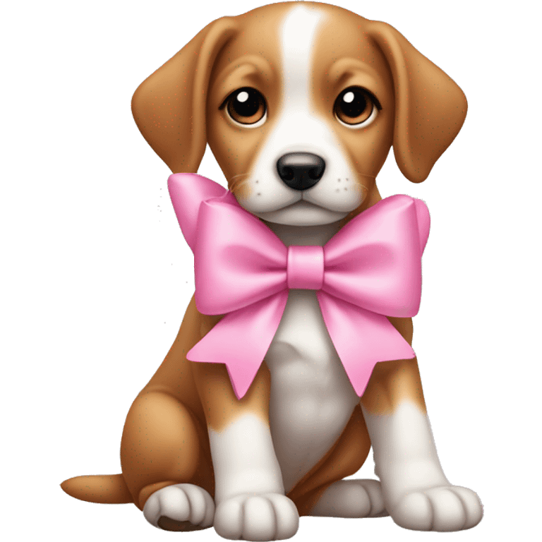 Puppy wearing a pink bow on ear emoji