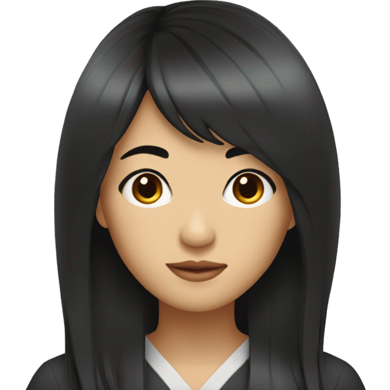 Asian woman in her 40s, black hair with fringes. emoji