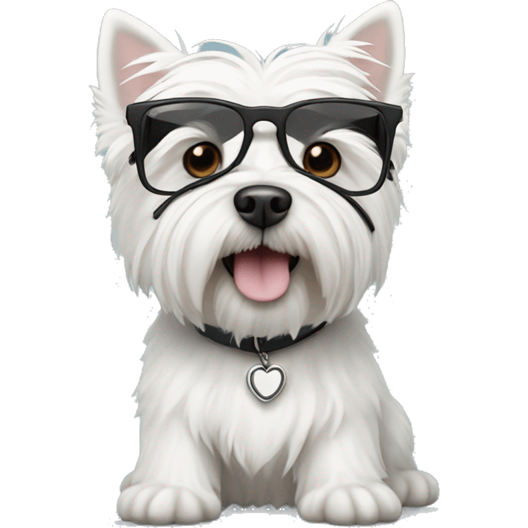 west highland white terrier with black glasses emoji