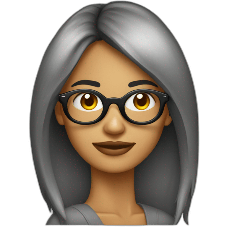 mujer pelo largo negro gafas con pizza emoji