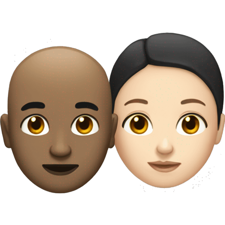 White bald man and tan girl with black hair emoji