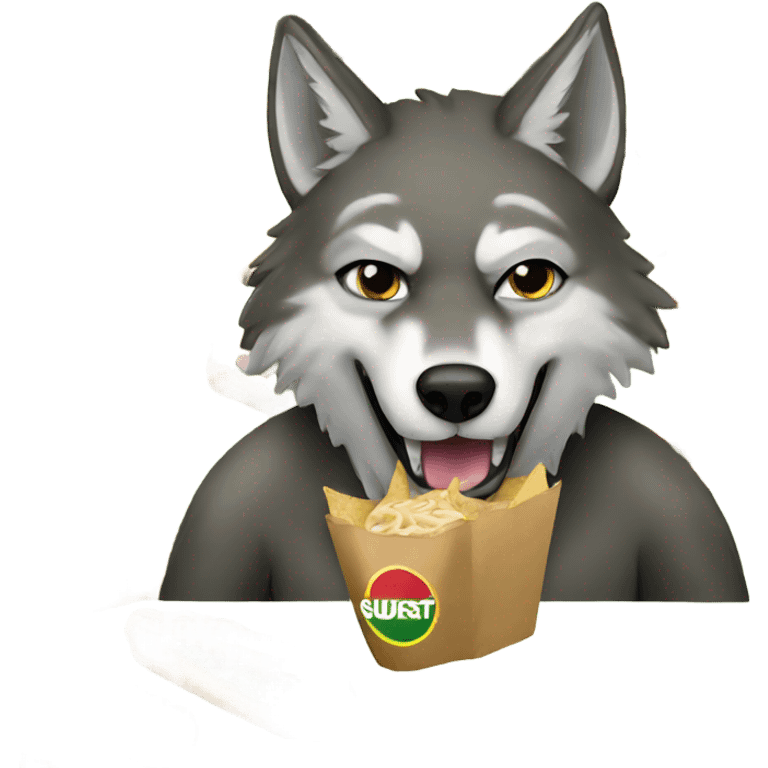 Wolf eating subway emoji