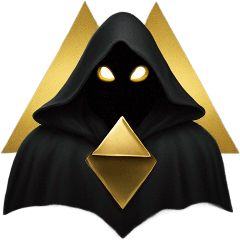 illuminati shadow figure in black cloak with gold trianle on chest emoji