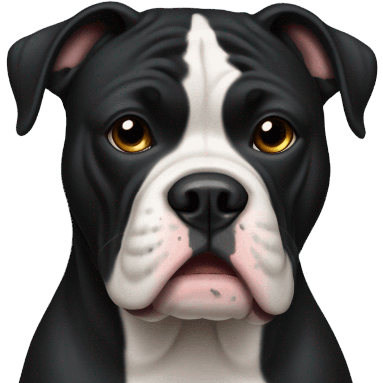 Fully black American bulldog with underbite  emoji