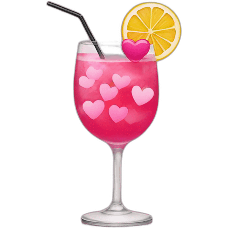 cocktail with glasses and pink hearts emoji