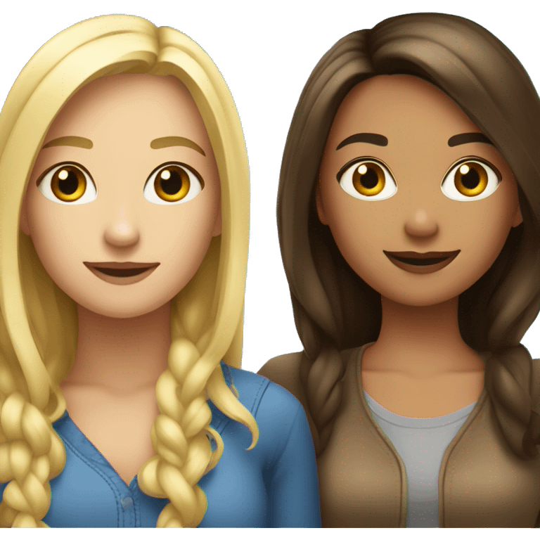 blonde and brunet girls friendship emoji