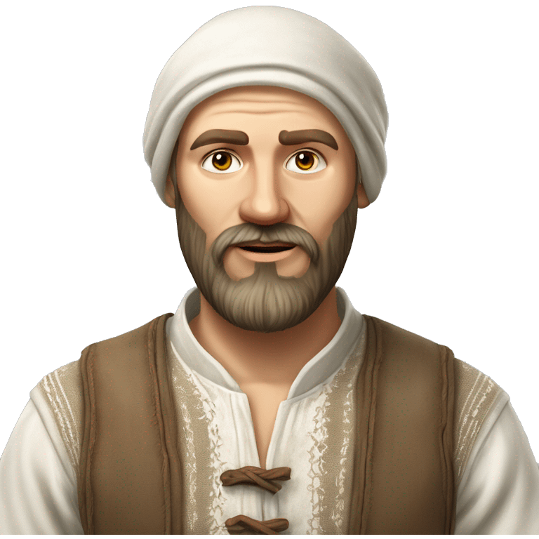 photorealistic white slavic peasant with beard portrait, Slavic ethnic clothing emoji