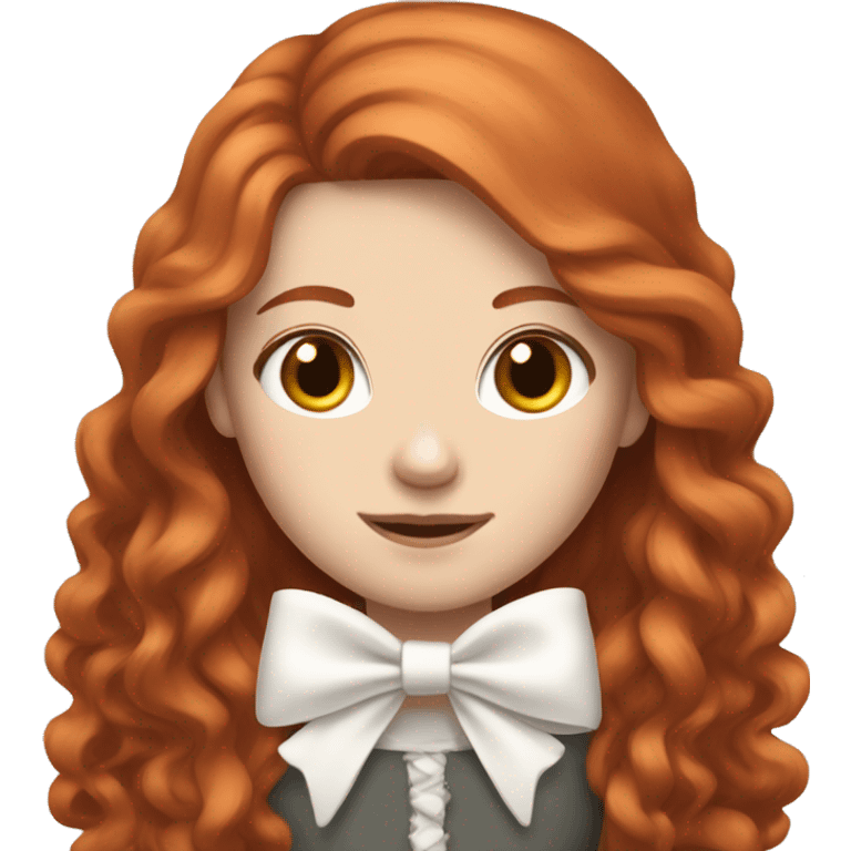 Red-haired girl with long hair and a white bow in hair with pale skin emoji