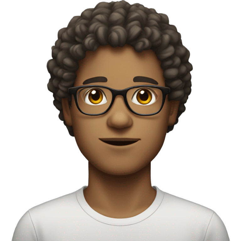 young white male with squared chin and curly hair and glasses emoji