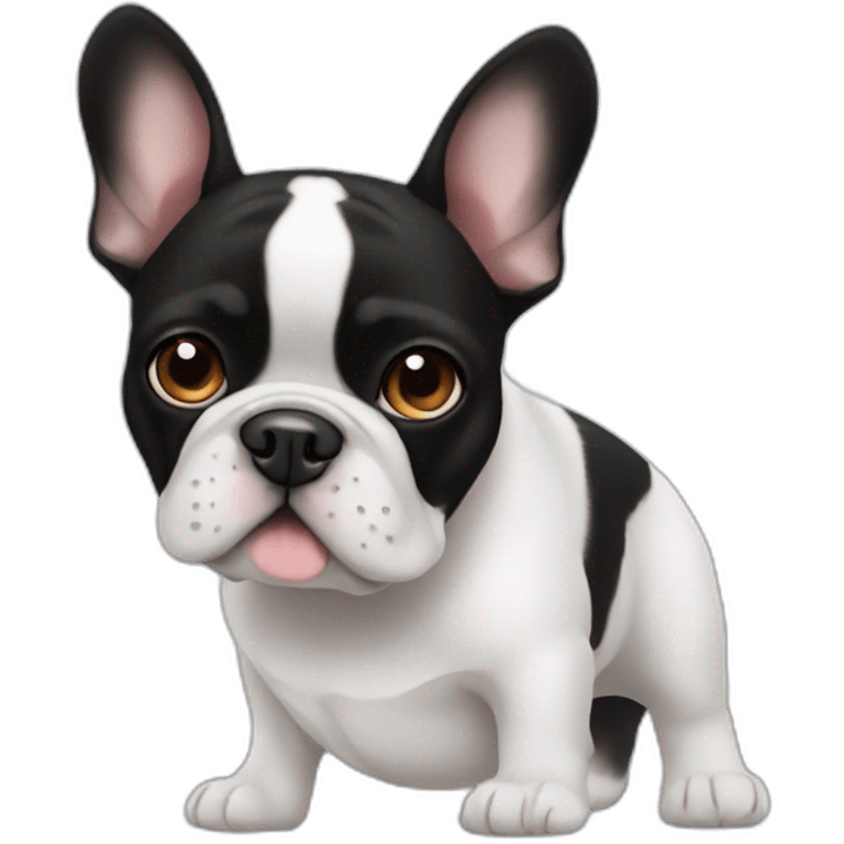 black and white french bulldog with brown eyes emoji