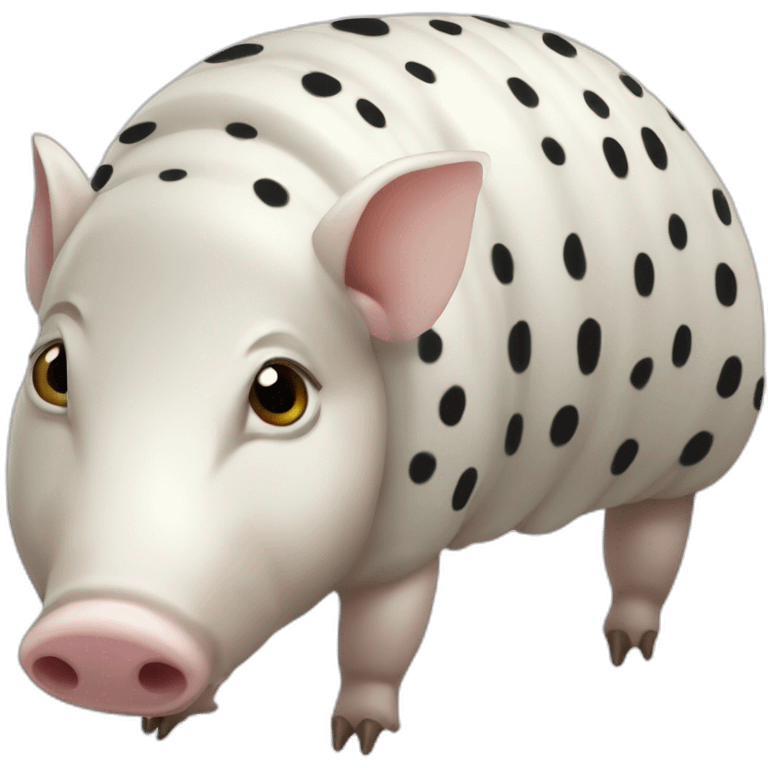 White pig armadillo cow centipede insect with black spots emoji