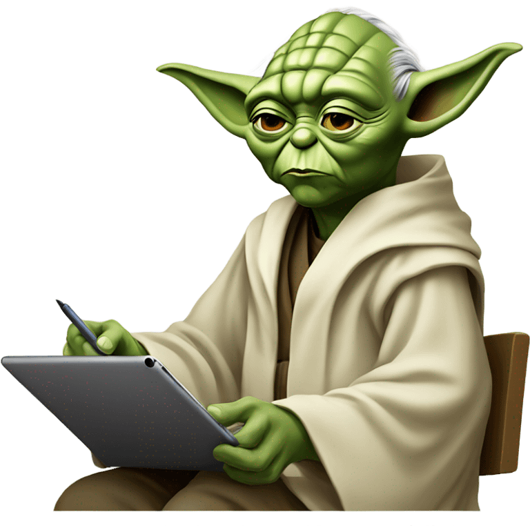 Master Yoda draws on a graphics tablet emoji